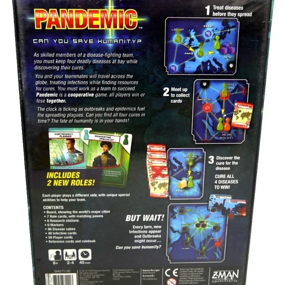 PANDEMIC teamwork game by Matt Leacock ZMAN GAMES 2012, NEW